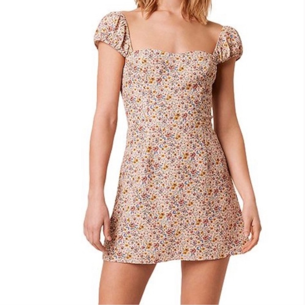 French Connection | Womens cream/yellow floral Delmira dress, cap sleeves size 6